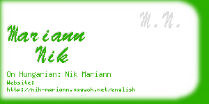 mariann nik business card